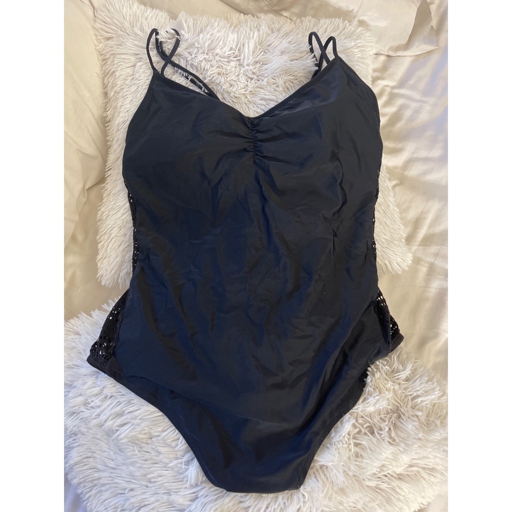 Black one piece bathing suit XL